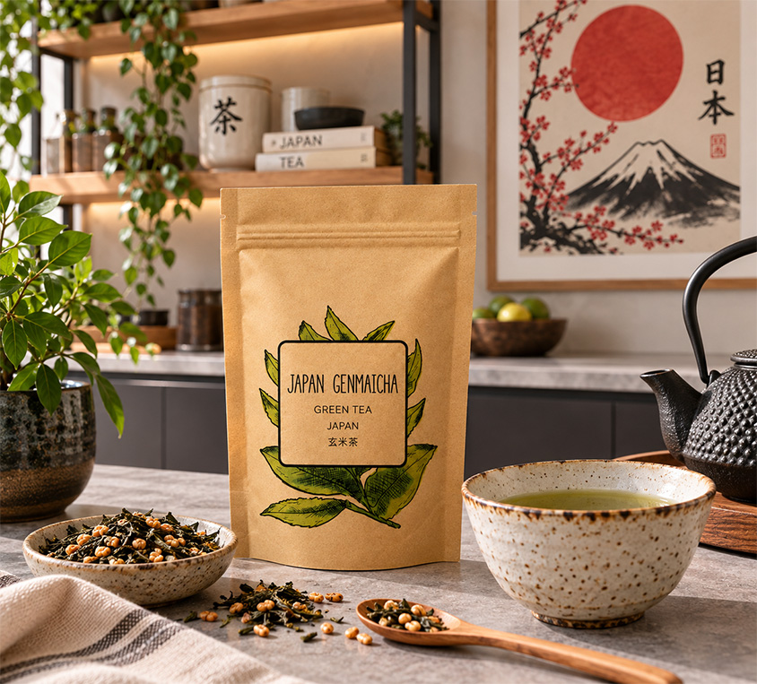 Japan Genmaicha Leo Tea – japońska zielona herbata z prażonym ryżem w opakowaniu doypack